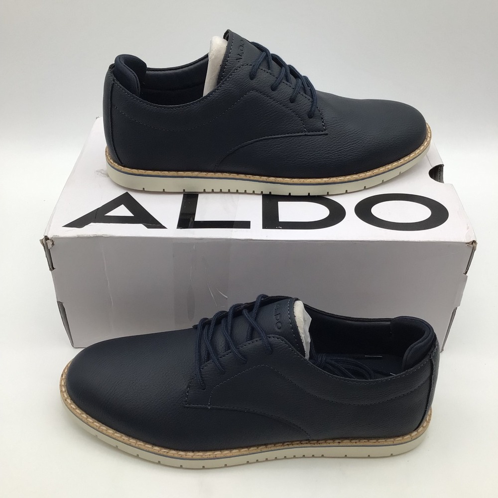 Aldo Pedro-410 Mens Blue Pebbled Derby Shoes Size 10 Dress Casual Sneakers NEW